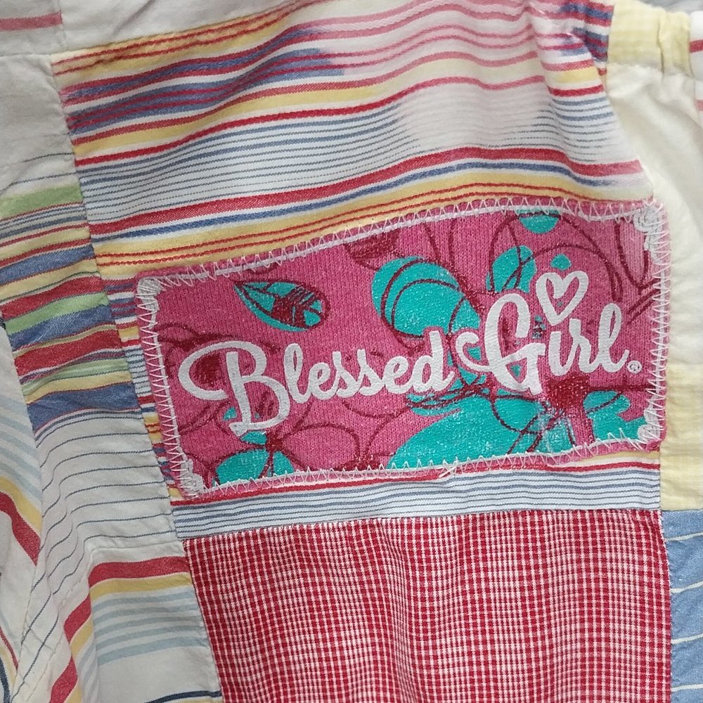 2903 Size Blessed Girl Semi fitted Upcycled Button Down Shirt. - Picture 4 of 4
